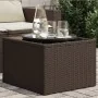 Mesa de jardín superficie cristal ratán PE marrón 55x55x37 cm de , Mesas de jardín - Ref: Foro24-366207, Precio: 59,91 €, Des...