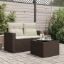 Mesa de jardín superficie cristal ratán PE marrón 55x55x37 cm de , Mesas de jardín - Ref: Foro24-366207, Precio: 59,91 €, Des...