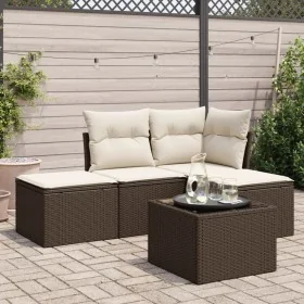 Set comedor de jardín 5 piezas y cojines ratán sintético marrón von , Gartensets - Ref: Foro24-3217493, Preis: 284,62 €, Raba...