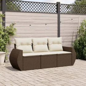 Set aus 3-teiligen Gartensofas und Kissen, synthetisches Rattanbraun von , Gartensets - Ref: Foro24-3253400, Preis: 235,93 €,...
