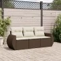 Set of 3-piece garden sofas and cushions synthetic rattan brown by , Garden sets - Ref: Foro24-3253400, Price: 235,93 €, Disc...
