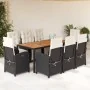 Set de comedor de jardín 9 pzas y cojines ratán sintético negro by , Garden sets - Ref: Foro24-3212473, Price: 1,00 €, Discou...