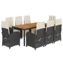 Set de comedor de jardín 9 pzas y cojines ratán sintético negro by , Garden sets - Ref: Foro24-3212473, Price: 1,00 €, Discou...