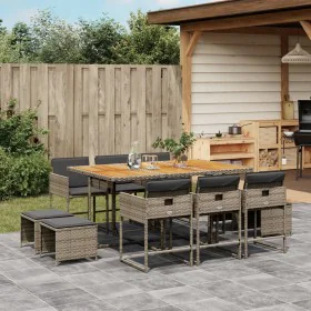 11 pcs garden dining set and cushions synthetic rattan gray by , Garden sets - Ref: Foro24-3211334, Price: 583,21 €, Discount: %