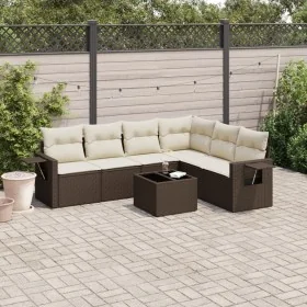 7-teilige Gartensofagarnitur mit braunen PE-Rattankissen von , Gartensets - Ref: Foro24-3252560, Preis: 471,71 €, Rabatt: %