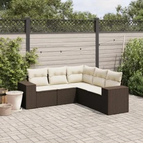 5-piece garden dining set and cushions synthetic rattan brown by , Garden sets - Ref: Foro24-3254890, Price: 374,76 €, Discou...