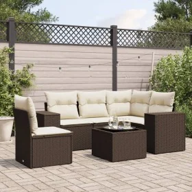 Set of 6-piece garden sofas and cushions synthetic rattan brown by , Garden sets - Ref: Foro24-3254920, Price: 430,92 €, Disc...