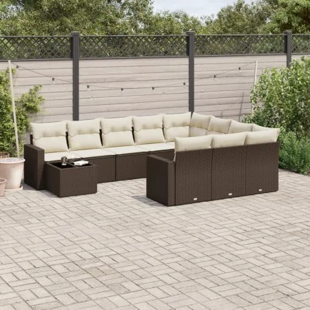 Set of garden sofas 11 pcs cushions synthetic rattan brown by , Modular outdoor sofas - Ref: Foro24-3251870, Price: 671,07 €,...