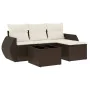 Set comedor de jardín 5 piezas y cojines ratán sintético marrón de , Conjuntos de jardín - Ref: Foro24-3253620, Precio: 332,5...