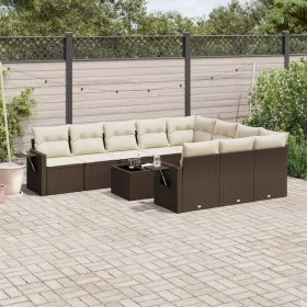 Set of garden sofas 11 pcs cushions synthetic rattan brown by , Garden sets - Ref: Foro24-3253040, Price: 677,72 €, Discount: %