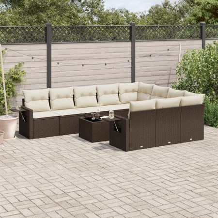 Set of garden sofas 11 pcs cushions synthetic rattan brown by , Garden sets - Ref: Foro24-3253040, Price: 677,55 €, Discount: %