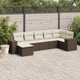 Juego de sofás de jardín 7 piezas con cojines ratán PE marrón by , Garden sets - Ref: Foro24-3255220, Price: 455,82 €, Discou...