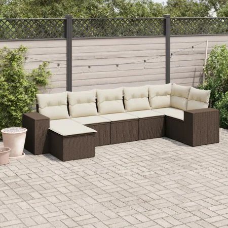 Juego de sofás de jardín 7 piezas con cojines ratán PE marrón von , Gartensets - Ref: Foro24-3255220, Preis: 455,82 €, Rabatt: %