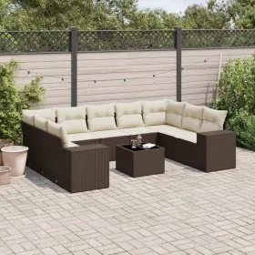 Set of 10 garden sofas and cushions synthetic rattan brown by , Garden sets - Ref: Foro24-3255350, Price: 677,54 €, Discount: %