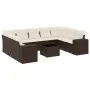 Set of 10 garden sofas and cushions synthetic rattan brown by , Garden sets - Ref: Foro24-3255350, Price: 677,54 €, Discount: %