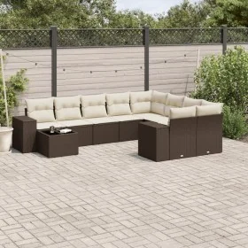 Set of 10 garden sofas and cushions synthetic rattan brown by , Garden sets - Ref: Foro24-3255400, Price: 677,54 €, Discount: %