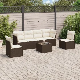7-piece garden sofa set with brown PE rattan cushions by , Garden sets - Ref: Foro24-3217383, Price: 439,16 €, Discount: %