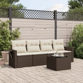 Set comedor de jardín 5 piezas y cojines ratán sintético marrón by , Garden sets - Ref: Foro24-3252230, Price: 327,33 €, Disc...