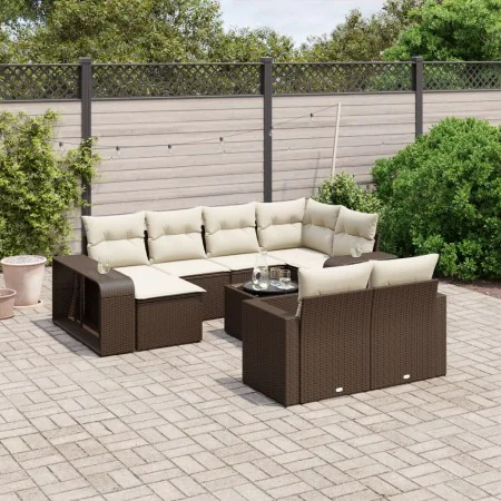 Set de sofás de jardín 11 pzas cojines ratán sintético marrón von , Modulare Sofas für den Außenbereich - Ref: Foro24-3261303...