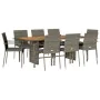 Set comedor jardín 9 pzas y cojines ratán sintético gris by , Garden sets - Ref: Foro24-3213505, Price: 679,40 €, Discount: %