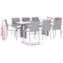 Set comedor jardín 9 pzas y cojines ratán sintético gris by , Garden sets - Ref: Foro24-3213505, Price: 679,40 €, Discount: %