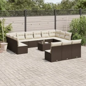 Set of 14 garden sofas with cushions synthetic rattan brown by , Garden sets - Ref: Foro24-3250242, Price: 829,88 €, Discount: %
