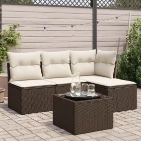 Set comedor de jardín 5 piezas y cojines ratán sintético marrón by , Garden sets - Ref: Foro24-3249352, Price: 297,44 €, Disc...