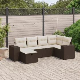 Set of 6-piece garden sofas and cushions synthetic rattan brown by , Garden sets - Ref: Foro24-3264419, Price: 422,67 €, Disc...
