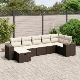 7-piece garden sofa set with brown PE rattan cushions by , Garden sets - Ref: Foro24-3264459, Price: 476,44 €, Discount: %
