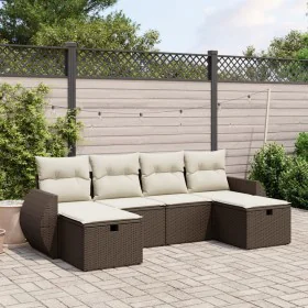 Set aus 6-teiligen Gartensofas und Kissen, synthetisches Rattanbraun von , Gartensets - Ref: Foro24-3264169, Preis: 390,18 €,...