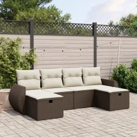 Set of 6-piece garden sofas and cushions synthetic rattan brown by , Garden sets - Ref: Foro24-3264169, Price: 390,18 €, Disc...