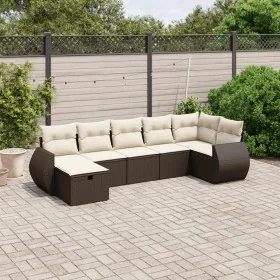 Juego de sofás de jardín 7 piezas con cojines ratán PE marrón by , Garden sets - Ref: Foro24-3264129, Price: 480,35 €, Discou...
