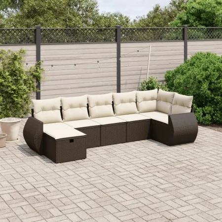 Juego de sofás de jardín 7 piezas con cojines ratán PE marrón by , Garden sets - Ref: Foro24-3264129, Price: 480,35 €, Discou...