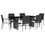 7 pcs garden dining set and cushions synthetic rattan black by , Garden sets - Ref: Foro24-3213494, Price: 553,44 €, Discount: %