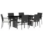 7-teiliges Garten-Esszimmerset und Kissen synthetisches Rattan schwarz von , Gartensets - Ref: Foro24-3213494, Preis: 528,60 ...