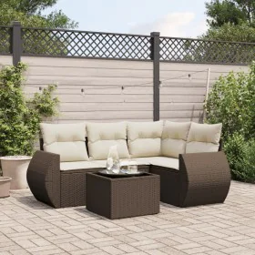 5-piece garden dining set and cushions synthetic rattan brown by , Garden sets - Ref: Foro24-3253660, Price: 371,14 €, Discou...
