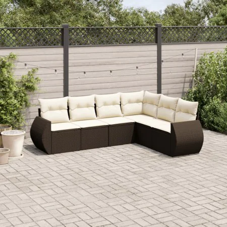 Set sofás de jardín 6 piezas y cojines ratán sintético marrón by , Garden sets - Ref: Foro24-3253750, Price: 425,75 €, Discou...