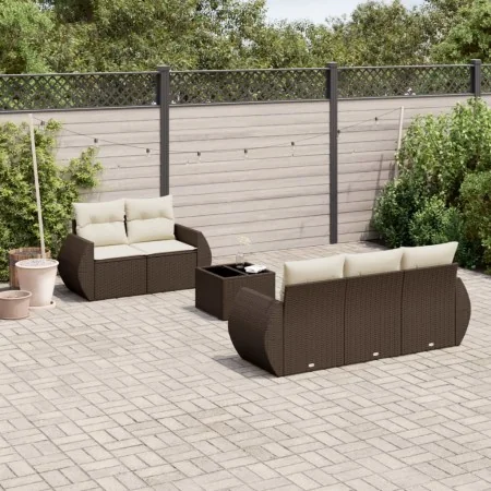 Set aus 6-teiligen Gartensofas und Kissen, synthetisches Rattanbraun von , Gartensets - Ref: Foro24-3253440, Preis: 467,59 €,...