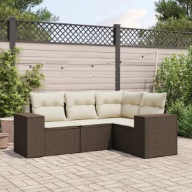 Set of 4 garden sofas and cushions synthetic rattan brown by , Garden sets - Ref: Foro24-3254850, Price: 316,02 €, Discount: %