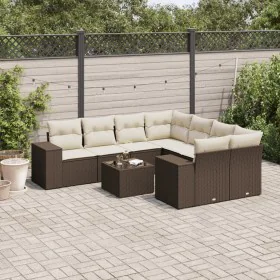 Set of 9 garden sofas and cushions synthetic rattan brown by , Garden sets - Ref: Foro24-3254700, Price: 624,24 €, Discount: %