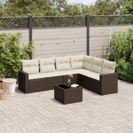 Juego de sofás de jardín 7 piezas con cojines ratán PE marrón von , Modulare Sofas für den Außenbereich - Ref: Foro24-3251360...