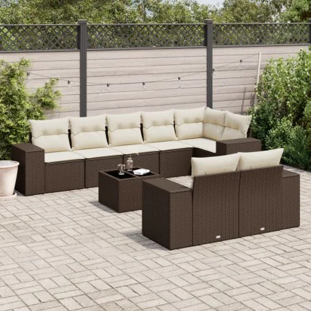 Set mit 9 Gartensofas und Kissen Kunstrattan braun von , Gartensets - Ref: Foro24-3255170, Preis: 645,96 €, Rabatt: %