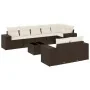 Set of 9 garden sofas and cushions synthetic rattan brown by , Garden sets - Ref: Foro24-3255170, Price: 645,96 €, Discount: %
