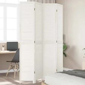 4-panel solid wood Paulownia white room divider by , Room dividers - Ref: Foro24-358836, Price: 140,06 €, Discount: %