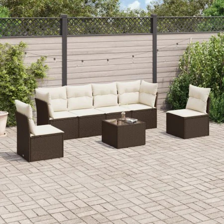 Juego de sofás de jardín 7 piezas con cojines ratán PE marrón by , Garden sets - Ref: Foro24-3249222, Price: 446,05 €, Discou...
