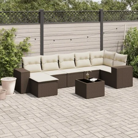Set of 8 garden sofas and cushions synthetic rattan brown by , Garden sets - Ref: Foro24-3222892, Price: 520,97 €, Discount: %