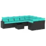 Set de sofás de jardín 10pzas con cojines ratán sintético negro de , Conjuntos de jardín - Ref: Foro24-3219437, Precio: 768,1...