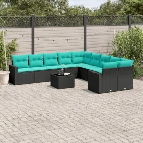 Set de sofás de jardín 11 pzas y cojines ratán sintético negro by , Garden sets - Ref: Foro24-3219507, Price: 827,25 €, Disco...