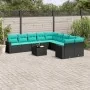 Set mit 11 Stück Gartensofas und Kissen synthetisches Rattan schwarz von , Gartensets - Ref: Foro24-3219507, Preis: 827,25 €,...