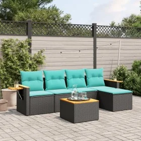 Set de sofás de jardín 6 pzas con cojines ratán sintético negro von , Gartensets - Ref: Foro24-3226764, Preis: 427,96 €, Raba...